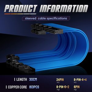 1X24Pin,1X4 + 4(8Pin) CPU,2XPCIE 6 + 2P,2XPCIE 6P ATX Cable de extensión PC GPU CPU Fuente de alimentación Cable Conectores de computadora - Product Image 5