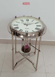 Metall Send Timer Tisch mit Uhr und Klarglas Kaffee Beistell tisch mit Uhr Unique Design Tisch uhr - Product Image 3