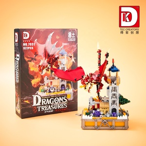Yüksek kaliteli DK7031 monte 3D modeli MOC Mini tuğla sihirli dünya ejderha ve hazine yapı taşı şekil çocuk için oyuncak hediye - Product Image 4