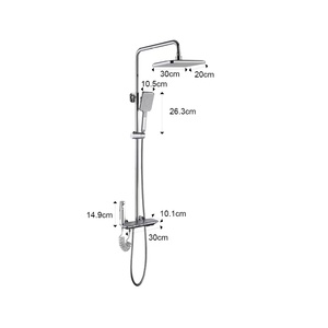Premium Four-Function Copper Brass Shower Set Stainless Steel Pipe Square Overhead Spray Handheld Flexible <strong>Hose</strong> Chrome Surface - Product Image 2