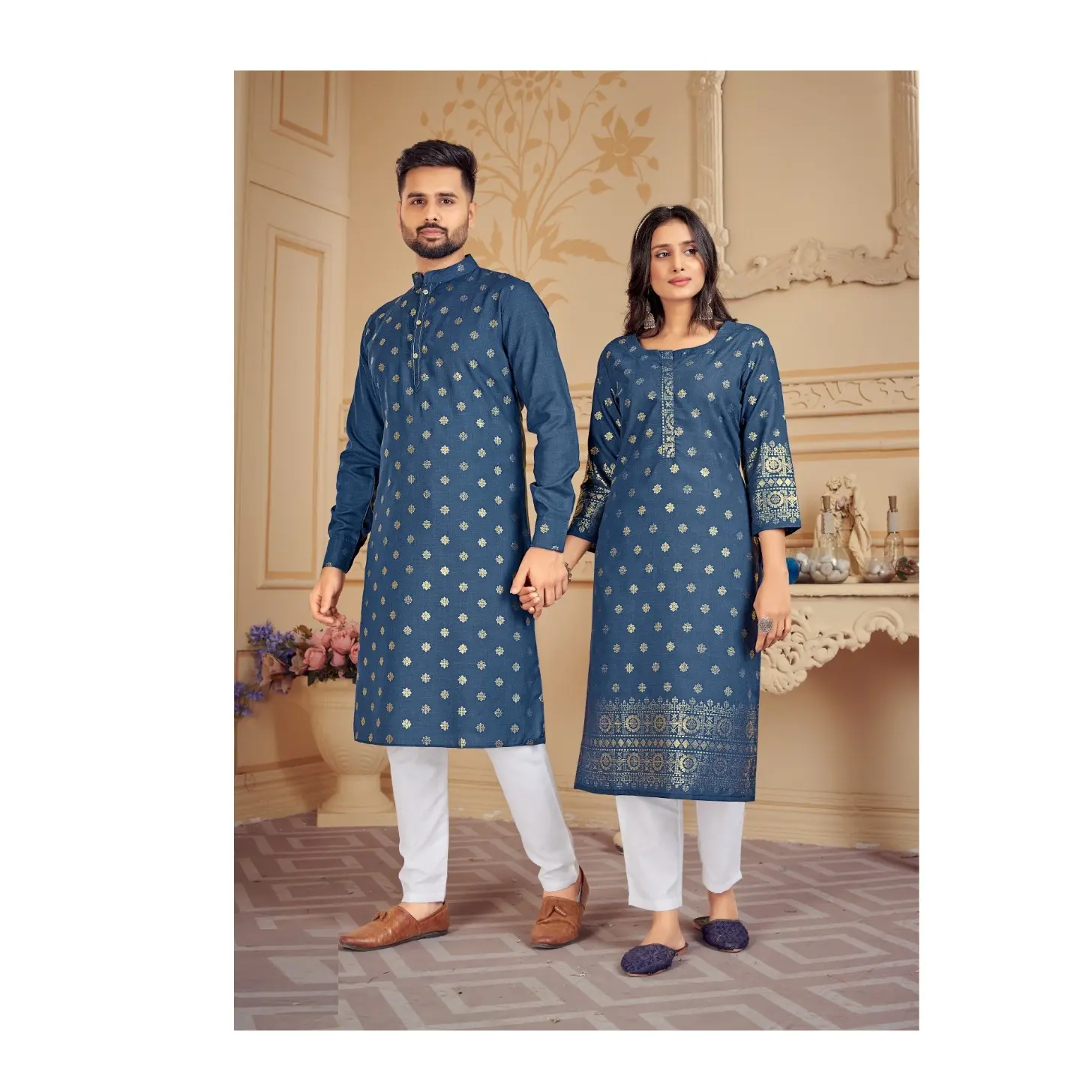 Nuova collezione di occasioni per matrimoni e feste coppia Combo di Kurta con pigiama e Kurti con pantaloni in vendita