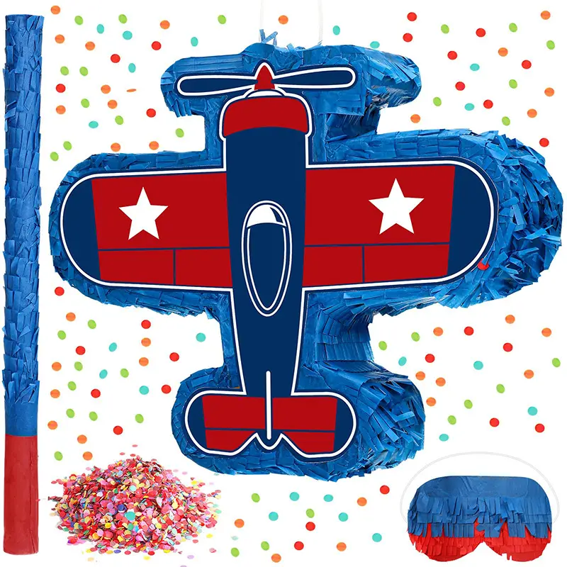 Pequeno Avião Pinata Space Airplane Theme Birthday Party Pinata com Vara Venda Confetti para Fontes Do Partido Mexicano