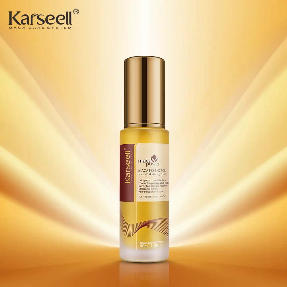 Óleo de essência Karseell Maca para cuidados diários com os cabelos, óleo nutritivo para reparar danos e cabelos, 50ml