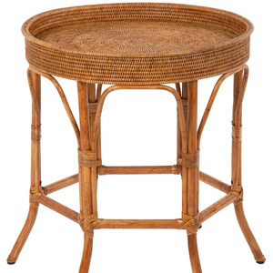 高端品质天然藤制茶几柳条圆形茶几设计师边桌柳条批发 - Product Image 1