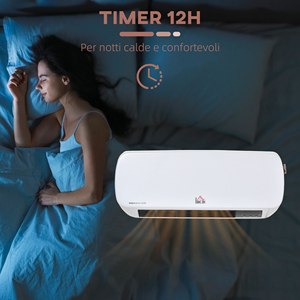 HOMCOM Electric Wall <strong>Heater</strong> with Remote Control, Adjustable Temperature and 12 Hour Timer, Power 1000W/2000W, 45x18.6x11.5cm, Wh - Product Image 4