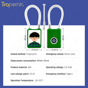 Portable Keyless Smart Rechargeable Electric Lock Security Children Padlocks With Fingerprint Security Lock With <strong>Key</strong> for Bag - Product Image 5