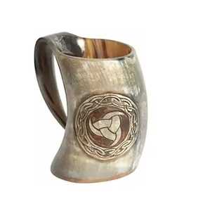 Premium kalite büyük kapasiteli Buffalo boynuz içme kupa Viking tarzı hayvan oyma hediye için cilalı kabuk - Product Image 5