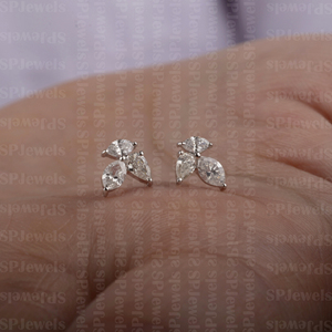 新耳屏养殖天然钻石耳钉18k纯白金推背耳钉可生产10K/14k