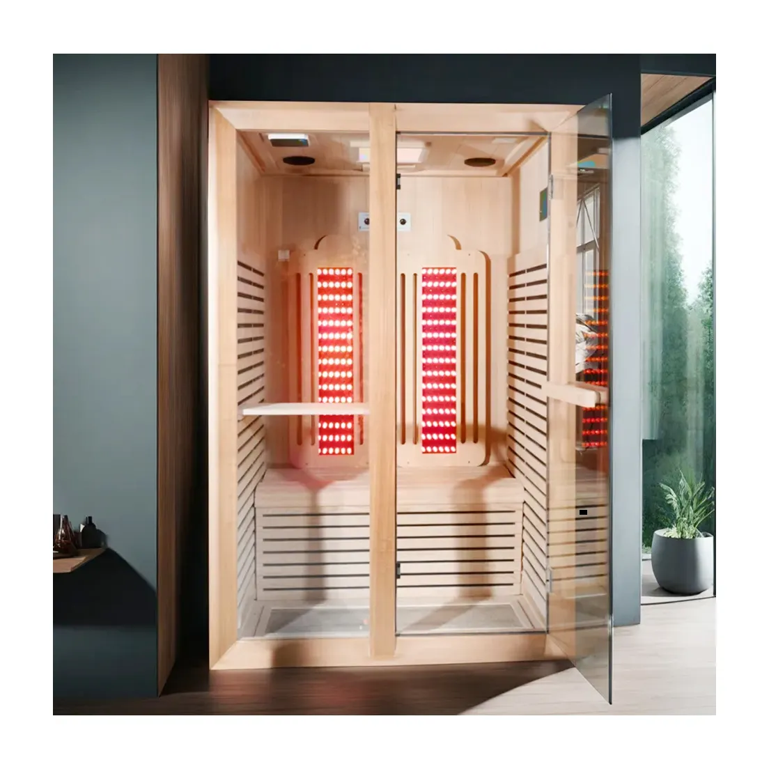 Nuovo Design Vhealth Sauna a infrarossi con terapia a luce rossa per alleviare l'affaticamento fisico