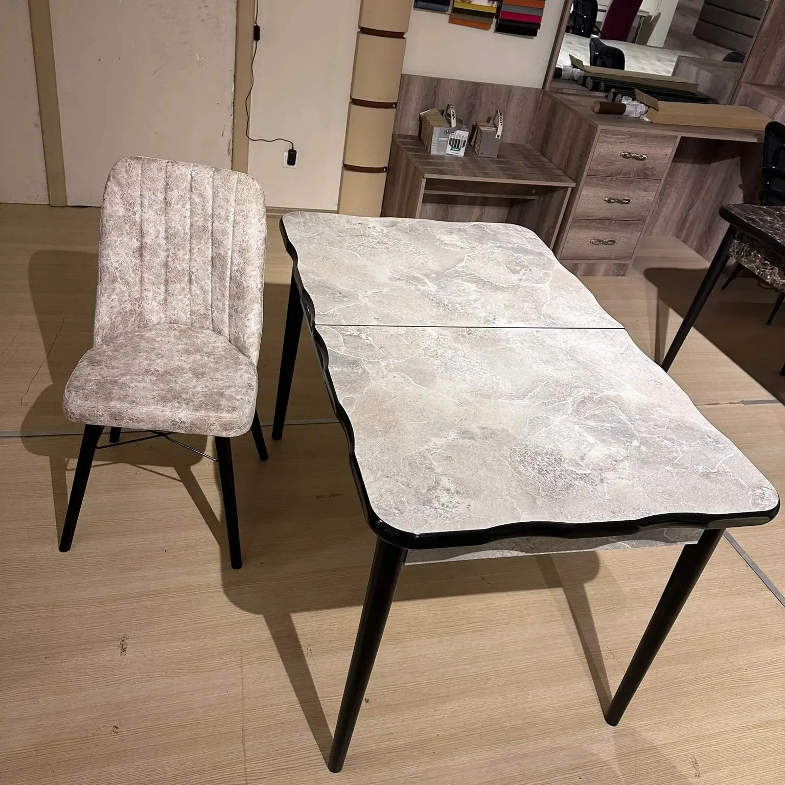 Morden diseño de lujo mármol superior comedor 6 sillas Mesa conjunto comedor muebles mesa y sillas para comedor