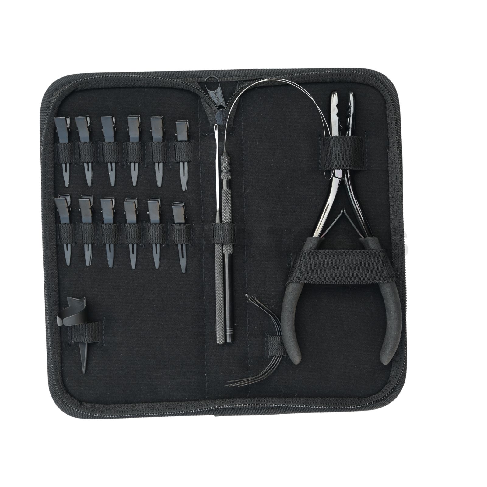 Kit d'outils pour extensions de cheveux noirs
