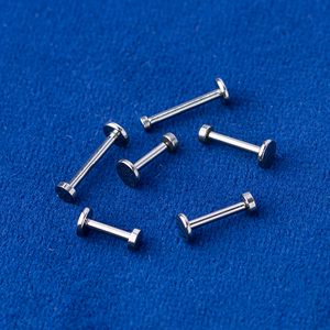 16G çift düz uç dişsiz itme pimi Labret titanyum - Product Image 2