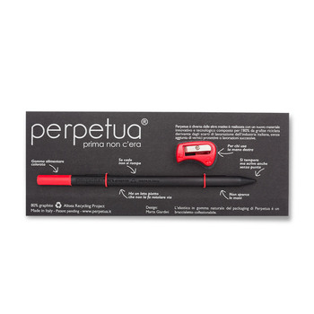 Perpetua Eco-Friendly Pencil Set Built-In Eraser Red Sharpener Made Recycled Graphite HB Lead Back School Design Technology