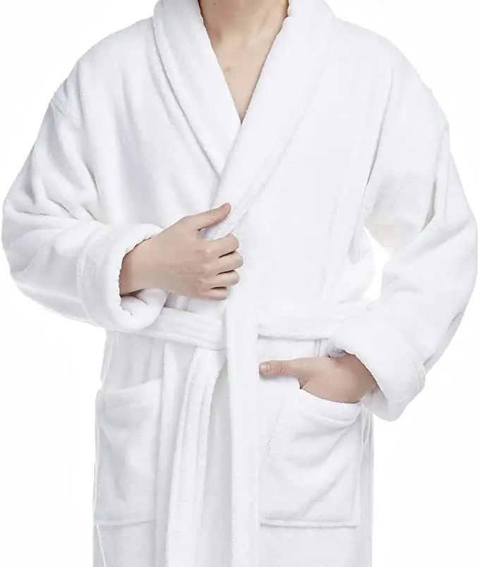 روب حمام من القطن التركي الفاخر من قماش تيري للرجال بحزام بشعار مخصص واسم وأنماط