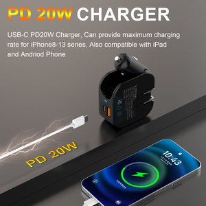 IPhone için katlanabilir fiş duvar fişi ile 2-in-1 taşınabilir USB araba şarj aleti X XR XS 7 8 artı not 8 9 Galaxy S8 S9 artı LG piksel - Product Image 4