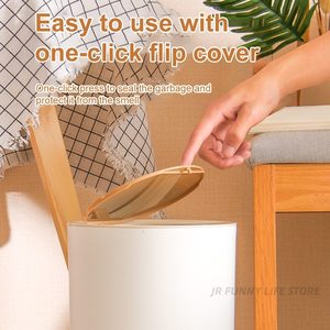 Cubo de basura con cubierta de escritorio, con cubierta de estilo nórdico contenedor de basura de grano de madera para cocina, baño, dormitorio, cubo de basura de reciclaje - Product Image 5