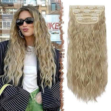 Dark Ash Blonde Mixed Bleach Blonde-Curly Wavy