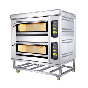 Equipamento de padaria microcomputador forno a gás para assar pão <span class=keywords><strong>2</strong></span> decks 4 bandejas forno comercial para pão com vapor