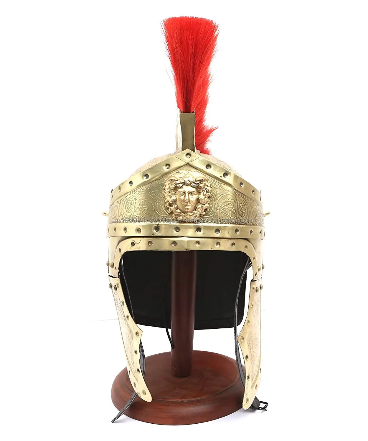 중세 로마 제국 가드 Praetorian 헬멧 붉은 깃털 SCA LARP 헬멧 남자 전사 모자 황동 헬멧