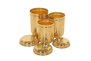 多目的真鍮の瓶収納用装飾真鍮ボックス安全フィットふた付き無地真鍮容器家庭用キッチン装飾