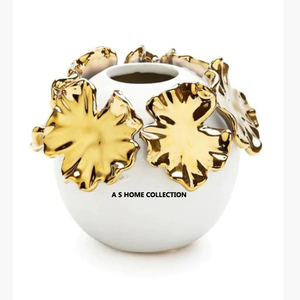 欧式铝金属带玻璃独特形状黄金成品花瓶家居定制设计 - Product Image 3
