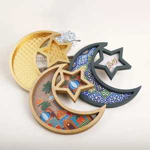Elegant Eid Mubarak Tray with Natural Wood, Shell <strong>Inlay</strong>, and Acrylic Box for Chocolate Display - Product Image 3