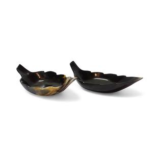 Handmade Set of 2 Natural Buffalo <strong>Horn</strong> Bowls Leaf-<strong>Shaped</strong> Carved Tableware Food Server Dishes for Dining - Product Image 5