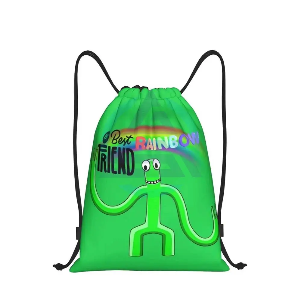 Anime personalizado juego Rainbow Friends bolsas con cordón hombres mujeres ligero dibujos animados Anime deportes gimnasio mochila de almacenamiento