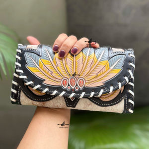 2025 xu hướng sản phẩm Tay dụng cụ khắc da ly hợp điện thoại trường hợp thẻ phong cách da bò lông Ví đa sử dụng phương Tây Ví - Product Image 1