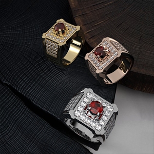 Customizable Silver Rings for <strong>Men</strong> with <strong>Ruby</strong> and Diamond Smart Light Feature OEM ODM Manufacturing From Vietnam - Product Image 1
