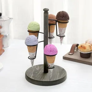 Größte Qualität Schwarz Farbe Pure Iron Ice Cream Cone <span class=keywords><strong>Stand</strong></span> und Halter Neuestes Design Große Größe 5 Löcher Ice Cream <span class=keywords><strong>Stand</strong></span>