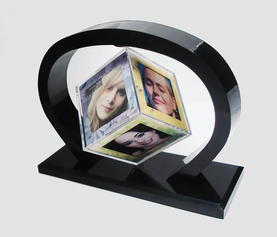 Hot selling item Magic photo frame revolving spinning cube holding 6 photos in dome frame