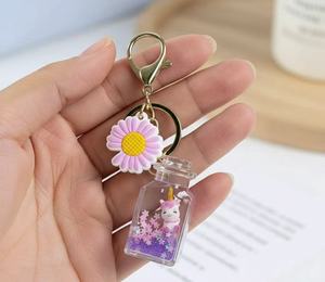 मूल त्वरित रेत शिल्प टिकाऊ प्लास्टिक कार्टून फैशन ड्रिफ्ट बोतल यूनिकॉर्न कुंजी श्रृंखला के साथ डिजिटल प्रिंटिंग तरल गति कीचेन - Product Image 2