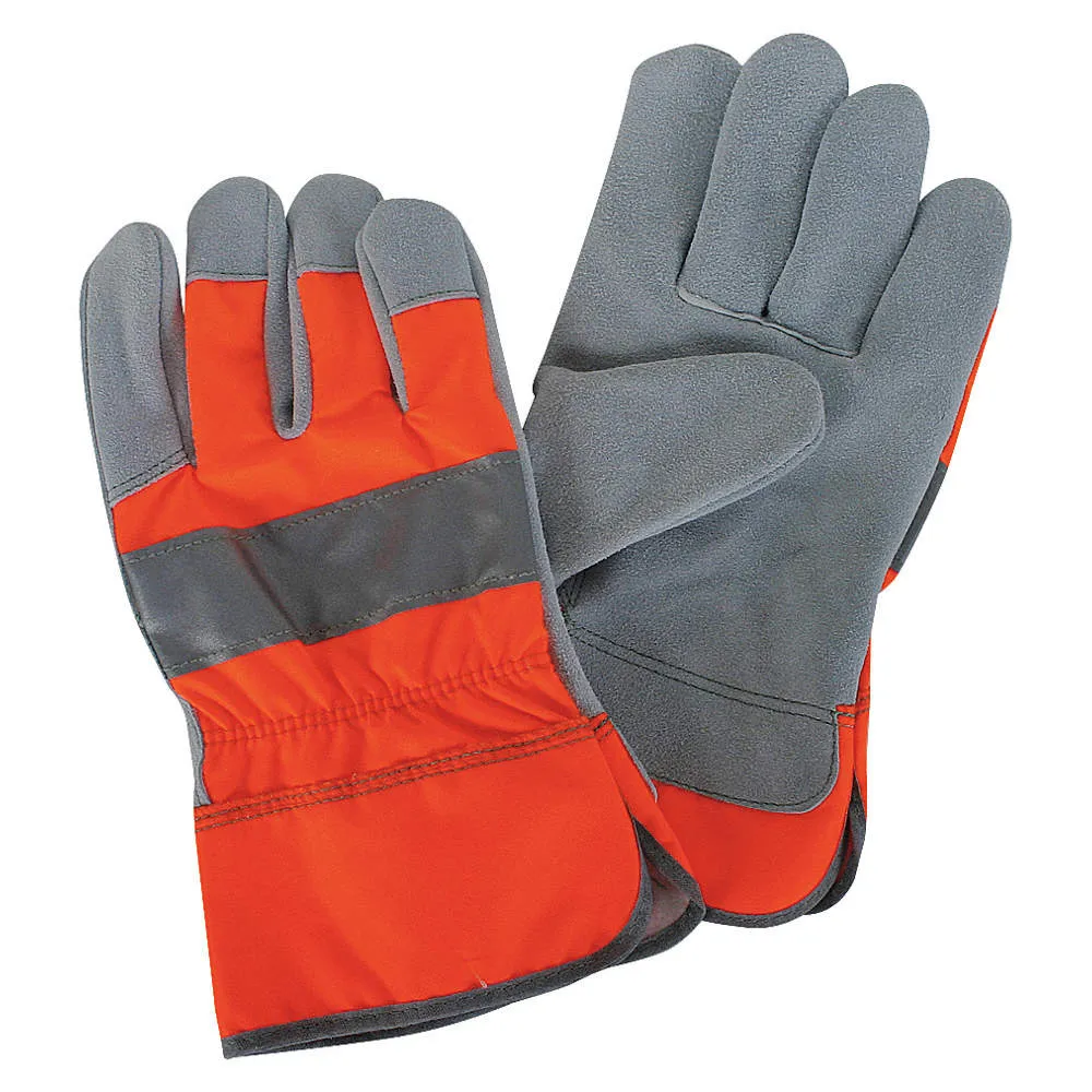 Bester profession eller Großhandels lieferant Winter gefütterte rote schwere Arbeits handschuhe aus Leder mit hoher Sichtbarkeit