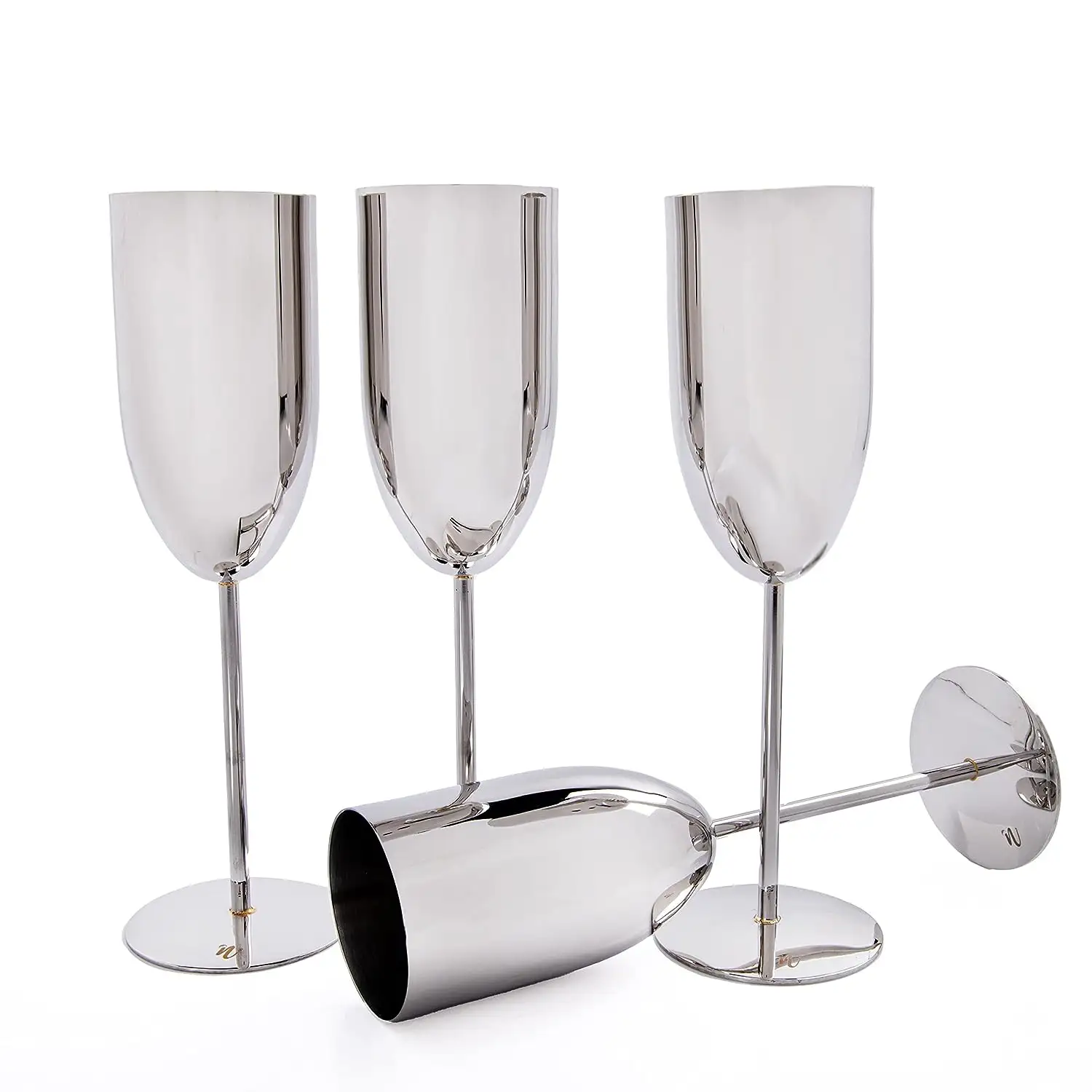 Copas de vino de metal Copa de cóctel Copas de champán de acero inoxidable Copas de vino tinto de plata chapadas en cobre