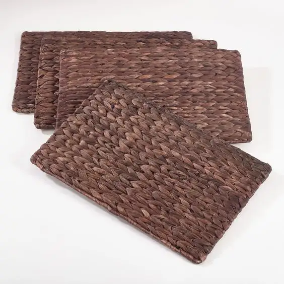 Hot Selling Best Price Rectangle Water Hyacinth Woven Placemat for Dining Table Decor Placemats OEM Rustic Placemats from