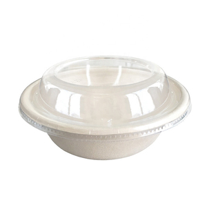 生分解性パルプ包装箱サトウキビバガスパルプラウンドボウル透明蓋付き - Product Image 1