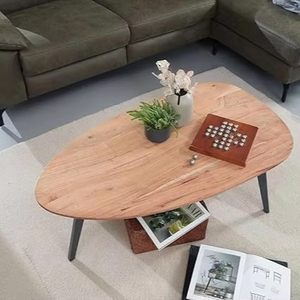 Nordic <strong>Europe</strong> Large Metal Round Coffee Table Console Table Sofa <strong>Center</strong> Table Living Room Modern Black Frame and Wood Top - Product Image 1