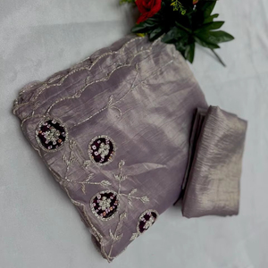 Tasarımcı Sari zengin altın ezmek yumuşak iki ton Saree Bandhej İşi Cutdana Butta ve İşi boyun kollu bluz parça - Product Image 1