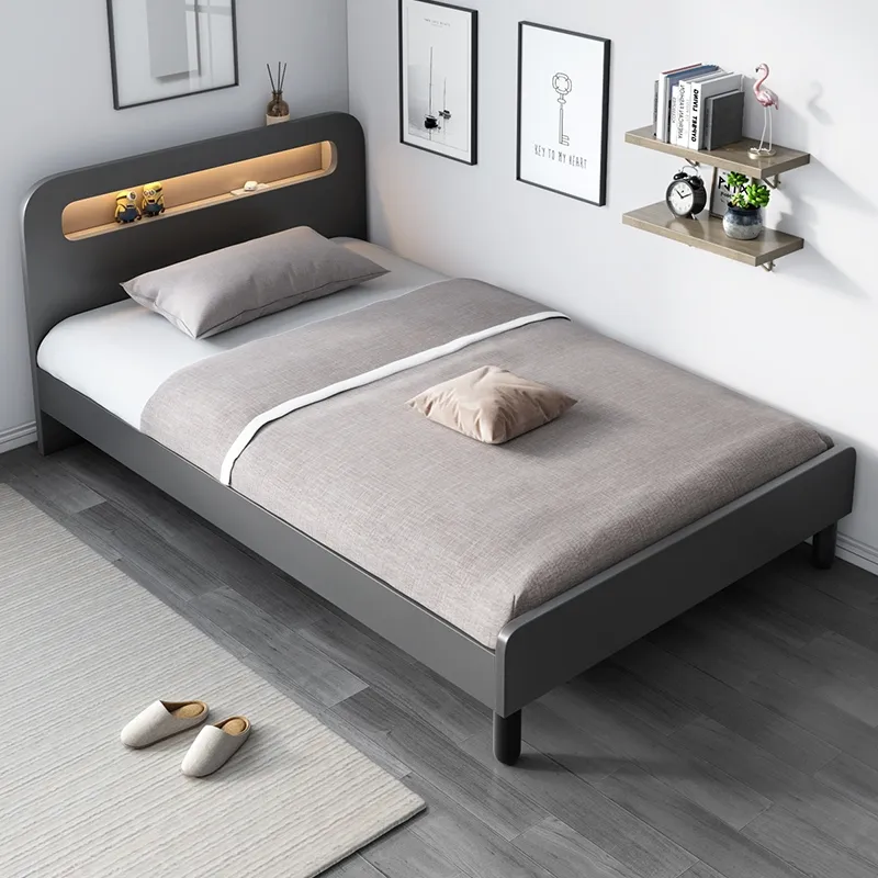 Modernes simples Heim Schlafzimmermöbel-Set Holz Einzel-Donnenschlafzimmer-Bett