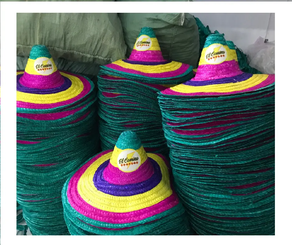 大きなカスタマイズされたデザイン耐久性のあるストロータッセルメキシコのソンブレロ帽子ストローメキシコの帽子ソンブレロ帽子ベトナムの手工芸品