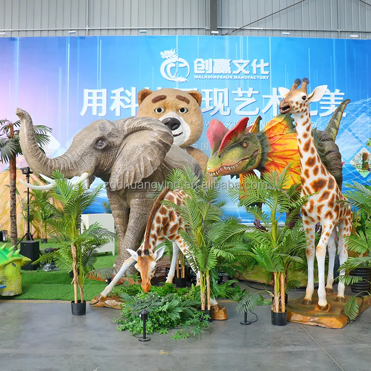 Animales animatrónicos mecánicos para interiores al aire libre, elefante de tamaño real, Tigre, jirafa para Safari Park Zoo