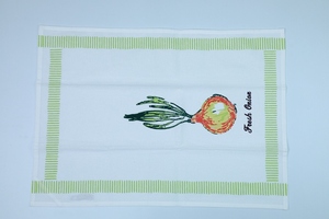 Sebze baskılı tasarım ve 2 adet şerit desen seti ile pamuk mutfak havlusu - Product Image 3