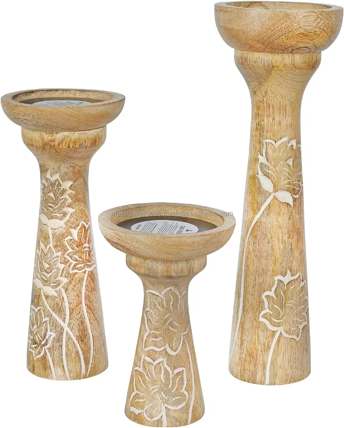 Mejor precio, candelabros Lotus Vine para velas de Pilar, Juego de 3 candelabros de madera, portavelas Pilar Vintage