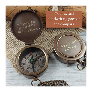 Custom Brass Compass Sundial Outdoor Compass Personalized Unique Design Adventure Hiking Camping Exploration Handcrafted - Product Image 1