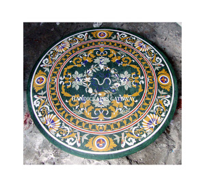 โต๊ะคอมพิวเตอร์แบบแฮนด์เมดสำหรับผู้ซื้อดีไซน์โมเดลหินอ่อนสีดำธรรมชาติแบบฝังโต๊ะกาแฟทรงกลม - Product Image 1