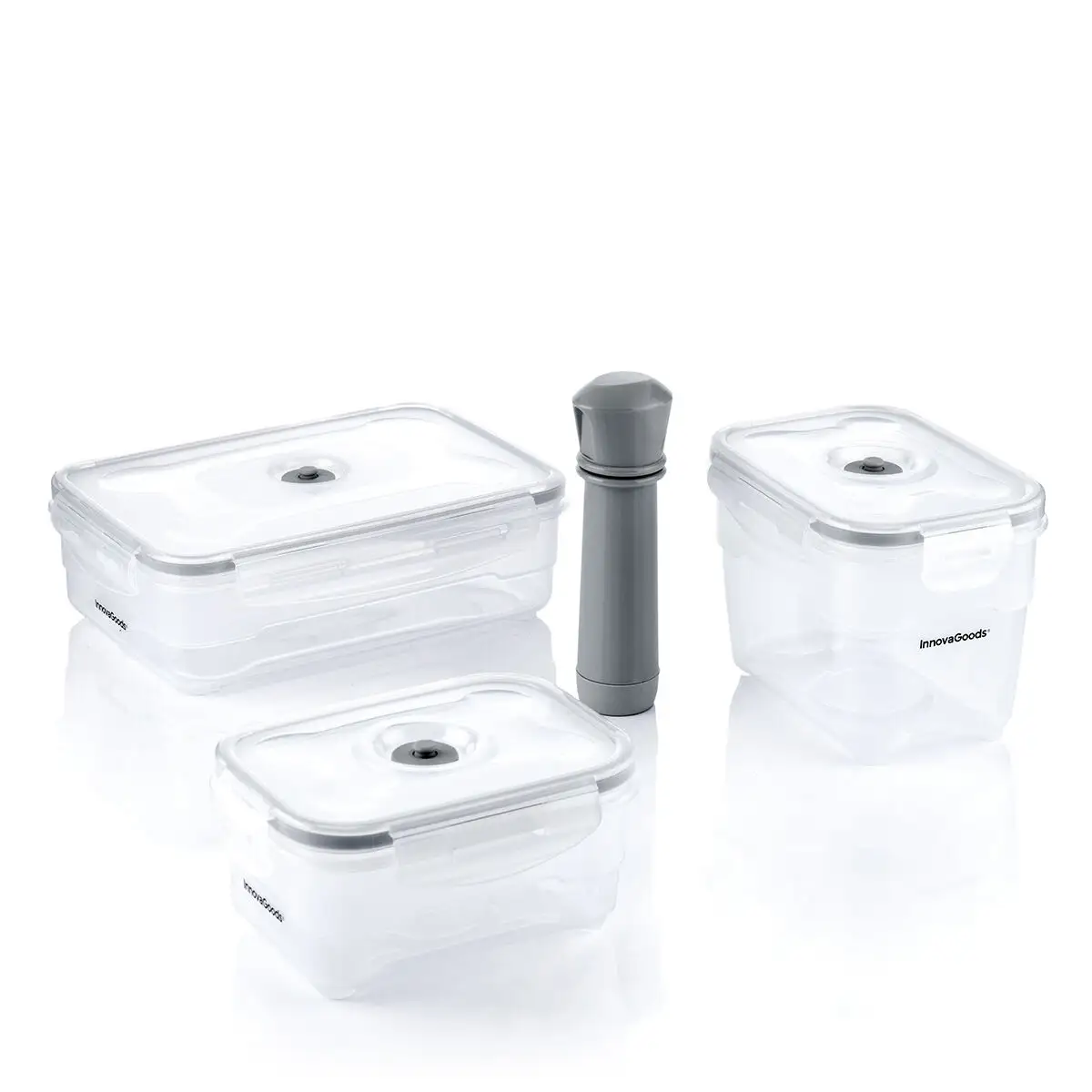 Innovagoods Set de 3 Contenants | Couvercle de Pot de Stockage Couvercle Verre Borosilicate Cuisine Alimentaire Rectangle ES Innovant Soufflé à la Main