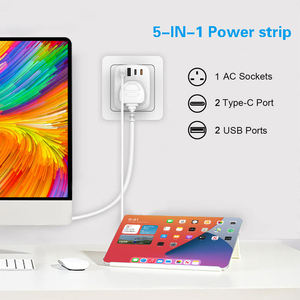 5 in 1 Universal Travel <strong>Adapter</strong> UK to European <strong>Plug</strong> <strong>Adapter</strong> <strong>With</strong> 2 USB Ports and 2 Type C Grounded <strong>EU</strong> to UK Travel <strong>Adapter</strong> - Product Image 6