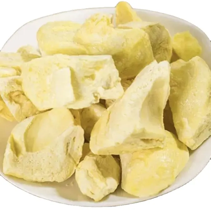 Frutas Snack Crocante Real Monthong Vacuum Liofilizado Durian Almofada dourada Durian Frutas secas Liofilizado Durian Akina