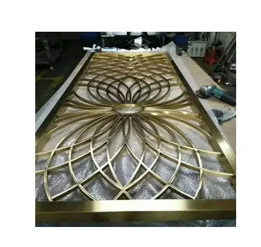 Graal Brass Metal Art Work CNC Cutting Golden Rose Gold Partition CNC cortar metal sala telas Mais recente deslizante separador à prova de som